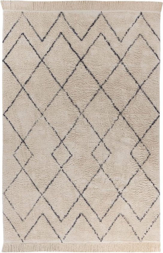 Tapis Shaggy Boho Crème - Poils Longs 30mm Avec Franges - Salon Ou Chambre - Neuf