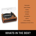Inhoud van de doos: platenspeler, naald (AT3600), stofkap, adapter, stofdoek, contragewicht, slipmat, CE-UK multipulg, handleiding.