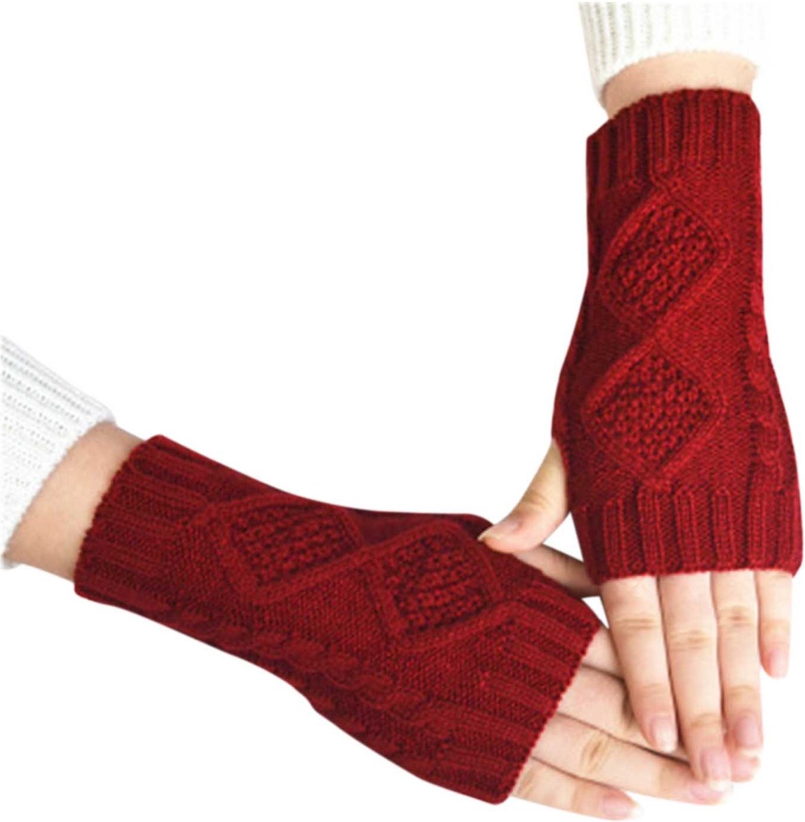 Winkrs | Polswarmers Bordeaux Rood | Vingerloze gebreide handschoenen