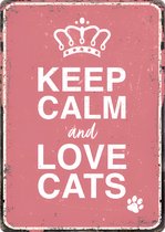 Bord Blik Keep Calm and Love Cats (v)