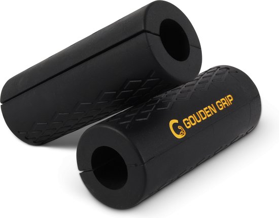 Gouden Grip Thick Grips + GRATIS Griptraining E-book - Handgrepen - Handgreep Fitness - Fat Bar - Dikke Handgrepen Fitness - Handvat - Griptraining - Barbell Gripz - Handtrainer - Griptrainer - Onderarmtrainer