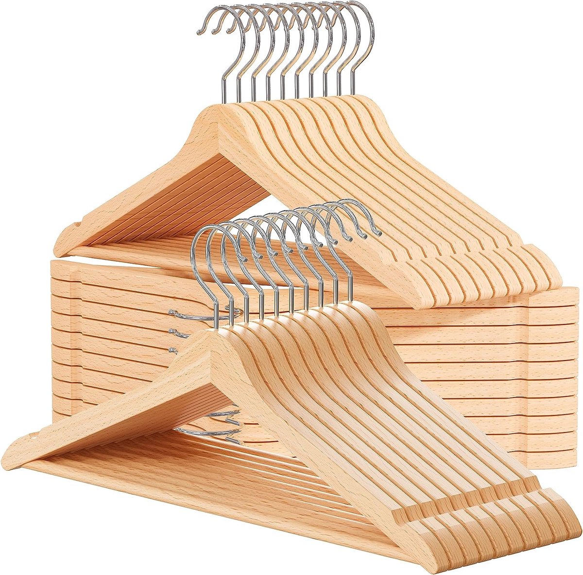 Songmics Houten Kleerhanger, Voor Pakken, Set Van 20 Massief Houten Kleerhanger Inkepingen In Schouderpartij Anti Slip Jassen Hemden Broeken 360 Draaibare Haak Wit Hmcrw03w 20 618746373