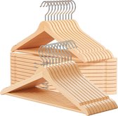 Kleerhangers hout - Made in EU - houten hanger voor je garderobe - haak 360° draaibaar - inkepingen op de schouders - Hangers Clothes (30, natuur)