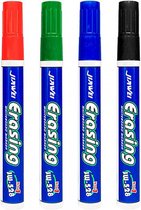 Set van 4 x Gekleurde Whiteboard Markers - 2,8 mm - Whiteboard Stiften - Zwart Blauw Rood Groen - Ronde Punt