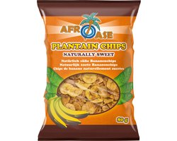 AFROASE - Plantain Chips Zoet - 80g x 20stuks - Voordeelverpakking