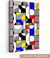 Canvas Schilderij Schilderij - Mondriaan - Kleuren - 20x30 cm - Wanddecoratie