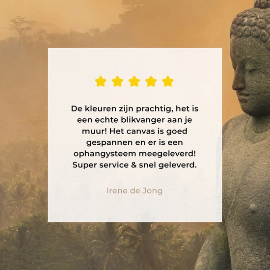 Statue de Bouddha au coucher du soleil 90x120 cm - Tirage photo sur toile (Décoration murale salon / chambre)