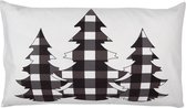 Clayre & Eef Kussenhoes 30x50 cm Wit Zwart Polyester Kerstbomen Sierkussenhoes