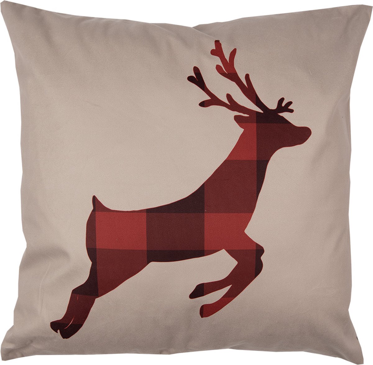 Clayre & Eef Kussenhoes 45x45 cm Rood Bruin Polyester Hert
