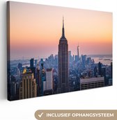 Canvas Schilderij Skyline met de Empire State Building in New York - 30x20 cm - Wanddecoratie