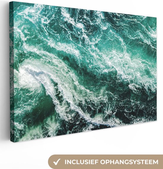 Canvas - Schilderij - Oceaan - Waves - Zee - Blauw - Schilderijen op canvas - Canvas doek - Wanddecoratie - 120x80 cm