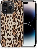 Telefoonhoesje Geschikt voor iPhone 15 Pro TPU Silicone Hoesje met Zwarte rand Leopard