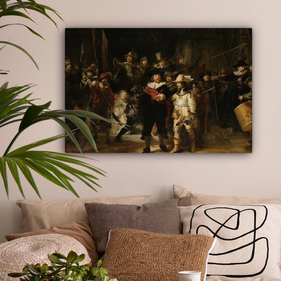 Toile - Peinture La Ronde de Nuit - Art - Maîtres anciens - Rembrandt - 180x120 cm - Décoration murale - Salon