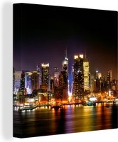 Canvas Schilderij New York - Manhattan - Skyline - 20x20 cm - Wanddecoratie