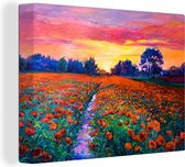 Canvas - Schilderij - Bloemen - Natuur - Olieverf - 40x30 cm - Canvas natuur - Canvas doek - Muurdecoratie