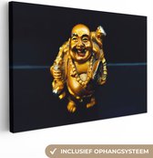 Canvasdoek - Foto op canvas - Woonkamer decoratie - Buddha - Goud - Religie - Boeddha beeld - Luxe - 60x40 cm