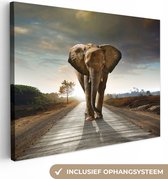 Canvas schilderij - Olifant 40x30 - Kamer decoratie accessoires - Schilderijen woonkamer - Wanddecoratie slaapkamer dieren - Muurdecoratie keuken - Wall decoration - Wanddoek interieur binnen - Woondecoratie huis - Woonaccessoires