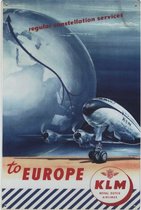 Panneau mural en métal KLM To Europe - 20 x 30 cm