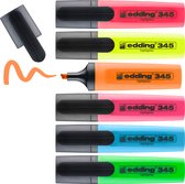 edding 345 highlighter - set van 6 - beitelpunt 2-5 mm - ideaal voor heldere markeringen en accentuering van tekstfragmenten en notities