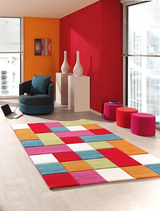 The Carpet Monde Couverture douce pour enfant moderne, poils doux, facile d'entretien, ne se décolore pas, couleurs vives, 120 x 170.