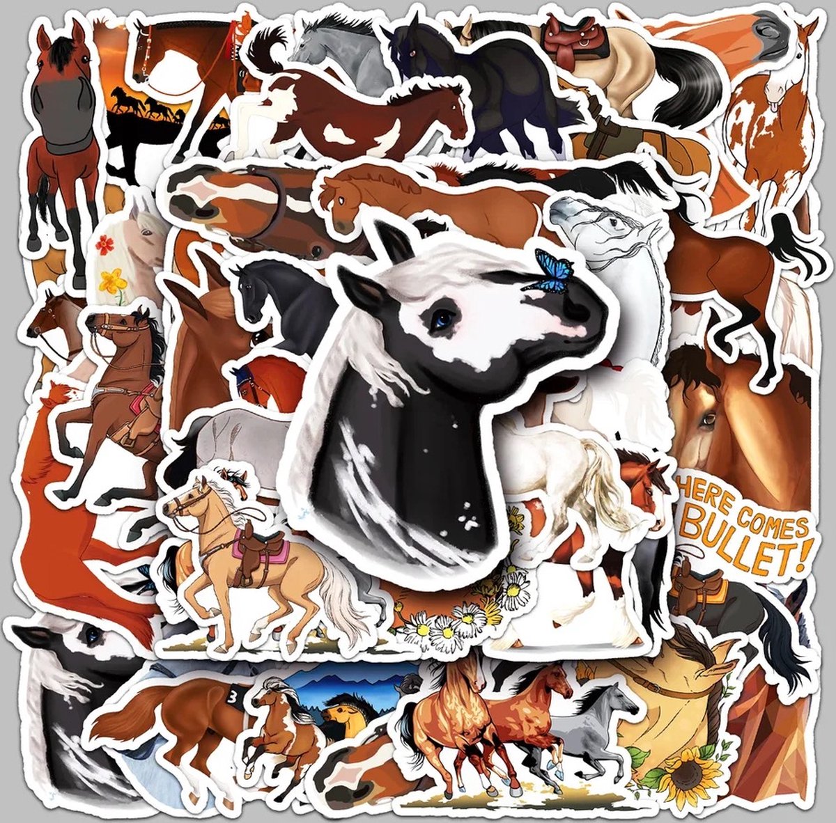 Paarden Stickers 50 Stuks | Dieren Stickers | Horses | Stickers voor Meiden | Laptop Stickers | Stickers Kinderen en Volwassenen | Stickervellen | Plakstickers | Koffer Stickers | Stickers Bullet Journal en Planner — afbeelding 6
