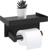 Toiletpapierhouder zonder boren SUS304 roestvrij staal toiletpapierhouder met legplank zelfklevende toiletpapierhouder wandmontage toiletrolhouder voor keuken en badkamer