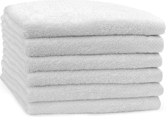 Eleganzzz Handdoek 100% Katoen 50x100cm - white - Set van 6 stuks