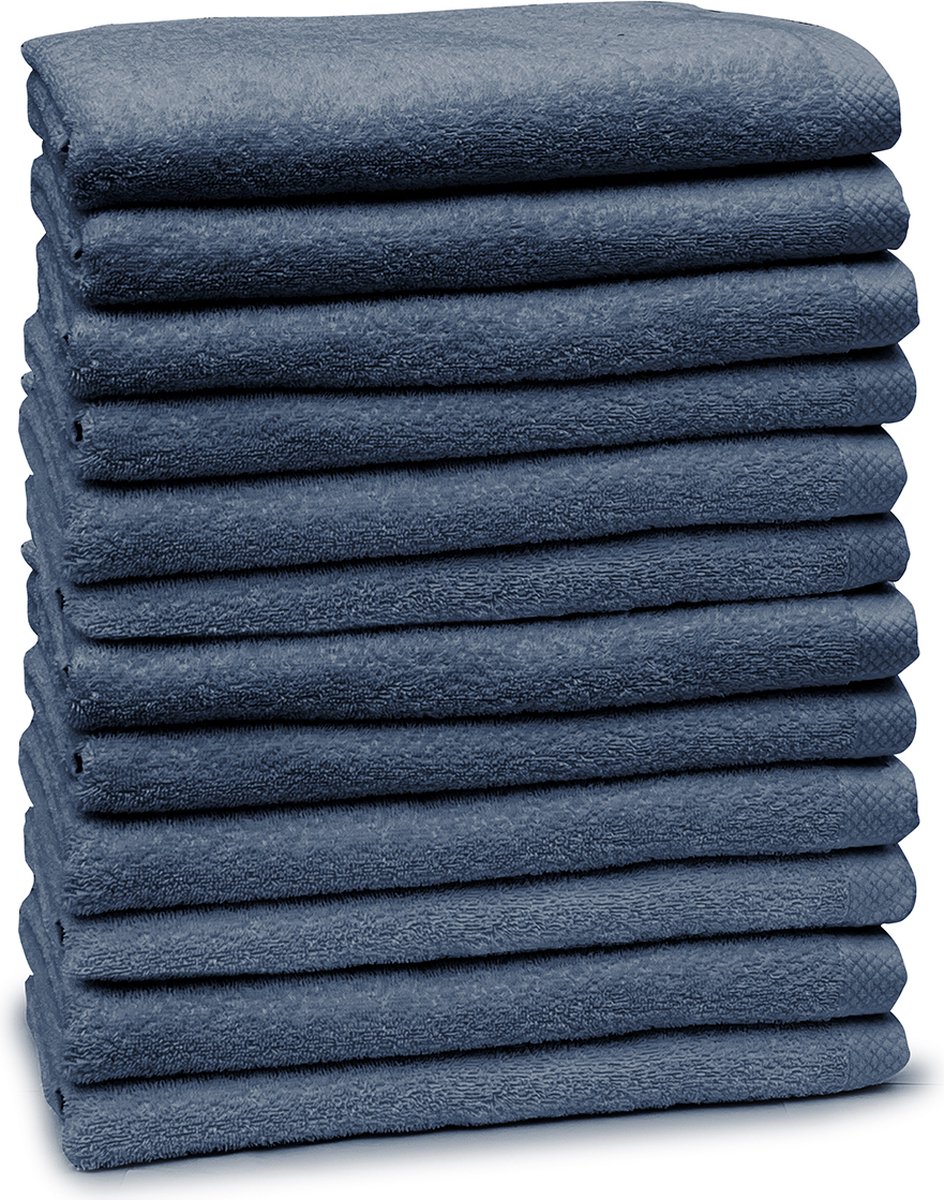 Eleganzzz Handdoeken Set - Set van 12 - Badhanddoeken 70x140cm - Badlakens - Handdoek - 420 gr/m2 - 100% Katoen - ocean blue