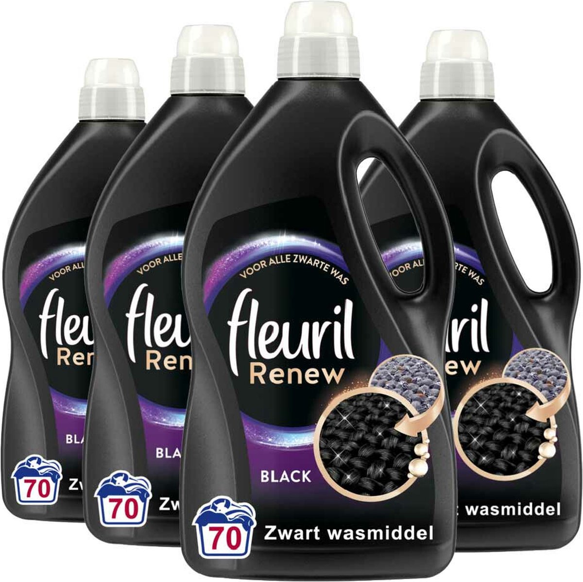 4x Fleuril Vloeibaar Wasmiddel Renew 70 Wasbeurten Zwart 3,85 liter