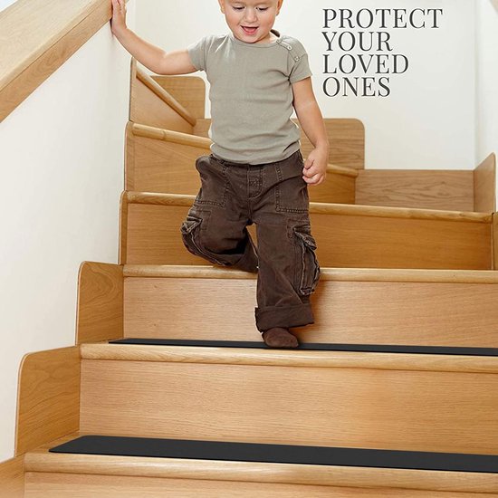 Homwiz Antislip Traptredenmatten set van 15, Zelfklevende Trapmatten Binnen, Trap Mat Snijdbaar & Herbruikbaar voor Bescherm Huisdieren, Senioren Kinderen (Beige, 55 x 19 cm