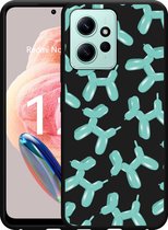 Cazy Hoesje Zwart geschikt voor Xiaomi Redmi Note 12 4G Ballon Hondjes