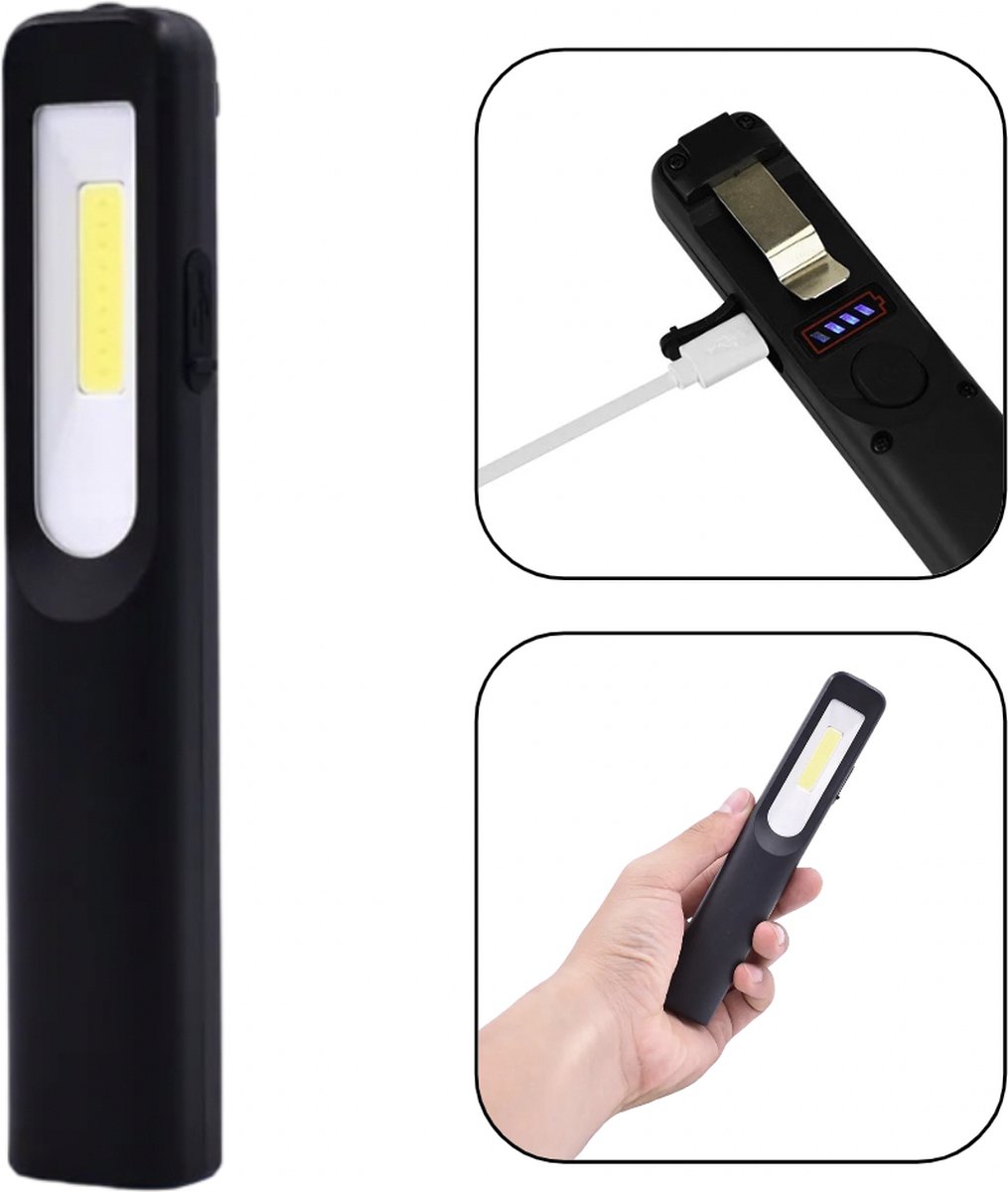 PD® Oplaadbare Looplamp + Zaklamp - Oplaadbare zaklamp - COB - LED - 3-in-1 Functionaliteit voor Betrouwbare Verlichting