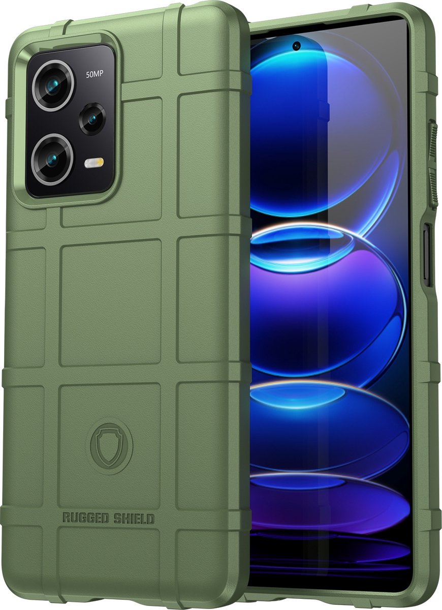 Mobigear Hoesje geschikt voor POCO X5 Pro Telefoonhoesje Flexibel TPU | Mobigear Rugged Shield Backcover Shockproof | Schokbestendig X5 Pro Telefoonhoesje | Anti Shock Proof - Groen