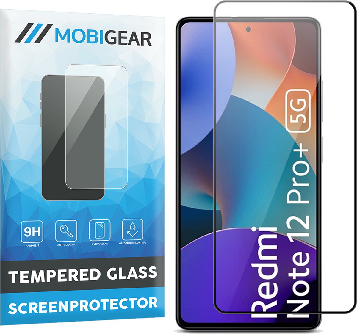 Mobigear Screenprotector geschikt voor Xiaomi Redmi Note 12 Pro Plus Glazen | Mobigear Premium Screenprotector - Case Friendly - Zwart