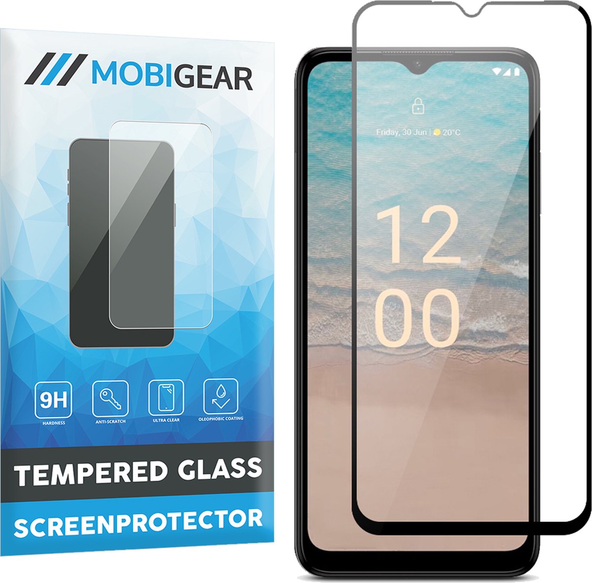 Mobigear Screenprotector geschikt voor Nokia G22 Glazen | Mobigear Premium Screenprotector - Case Friendly - Zwart