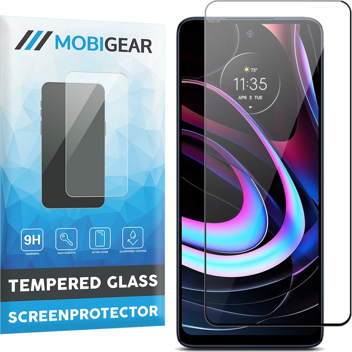 Mobigear Screenprotector geschikt voor Motorola Edge (2021) Glazen | Mobigear Premium Screenprotector - Case Friendly - Zwart