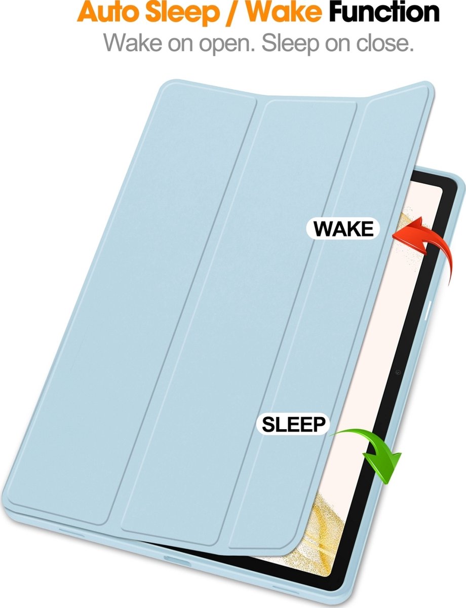 Mobigear Tablethoes geschikt voor Samsung Galaxy Tab S9 Plus Hoes | Mobigear Tri-Fold Gel Bookcase + Stylus Houder - Blauw