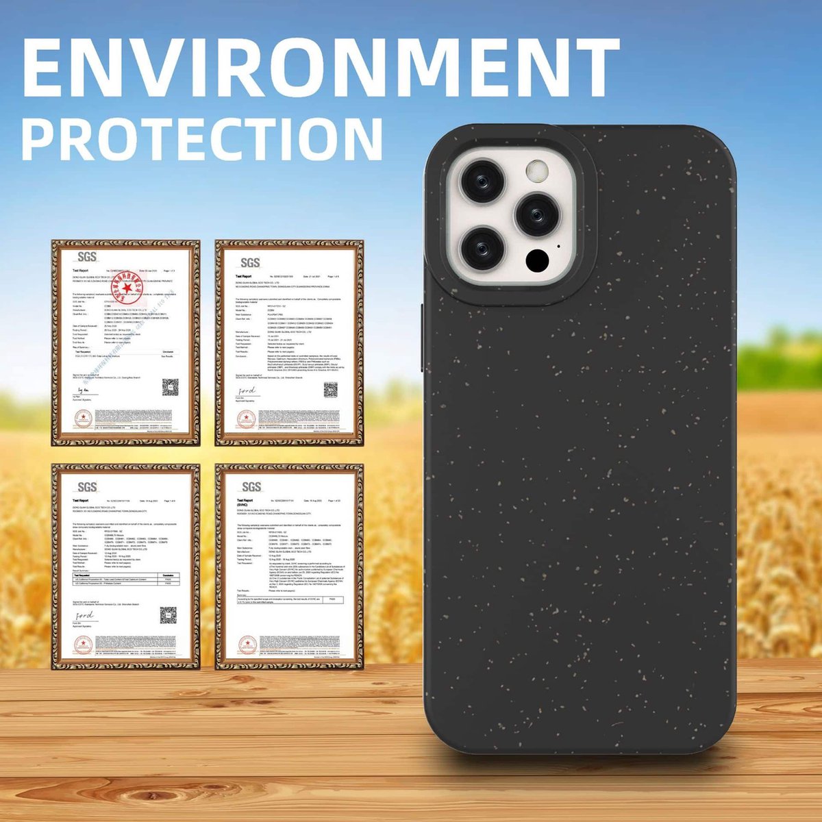 iPhone 12/12 Pro case 100% plastic vrij en biologisch afbreekbaar - donkergroen