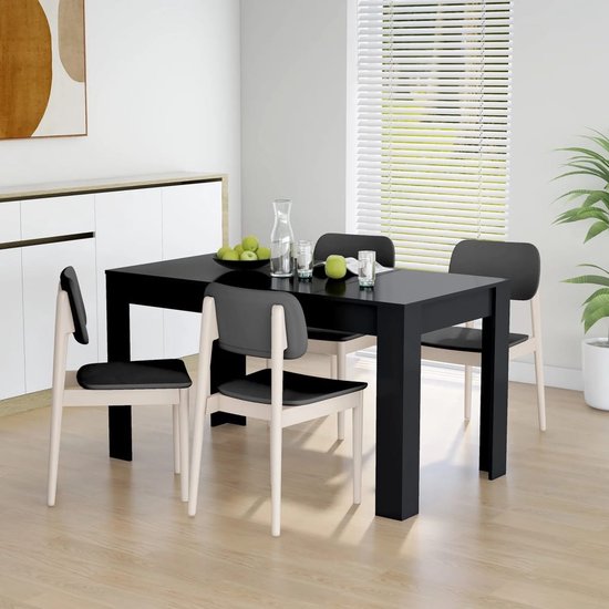 vidaXL - Eettafel - 140x74,5x76 - cm - spaanplaat - zwart