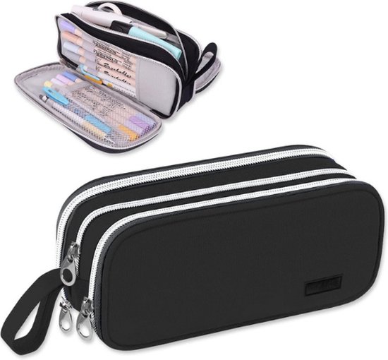Baagl Etui voor meisjes, jongens, schooletui, etui met 3 vakken, etui