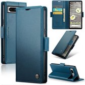 CaseMe Wallet Case met RFID Bescherming en Magneetsluiting voor Google Pixel 7a _ Blauw