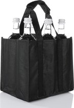 Flessentas met 6 vakken - Voor max. 1,5 liter flessen - Zwart, Boodschappentas