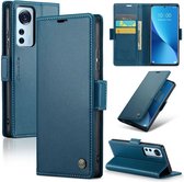 CaseMe Wallet Case met RFID Bescherming en Magneetsluiting voor Xiaomi 12 / 12X _ Blauw