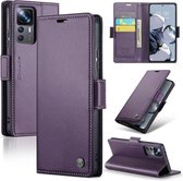 CaseMe Wallet Case met RFID Bescherming en Magneetsluiting voor Xiaomi 12T / 12T Pro _ Paars