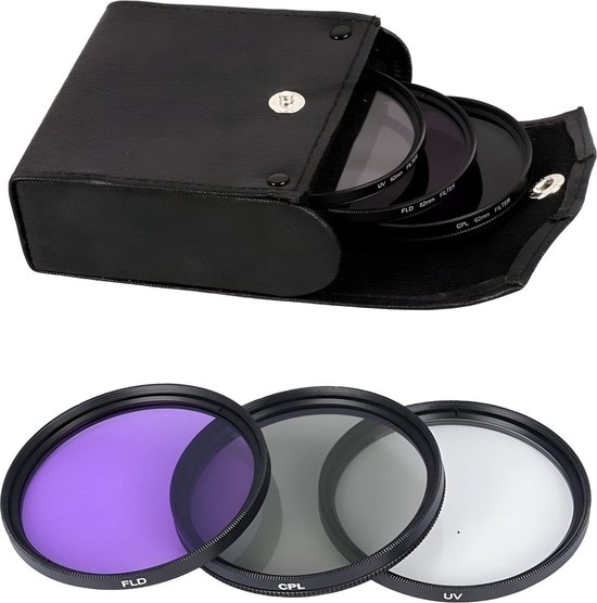 Camera Lens Filter Set 77MM - CPL + UV + FLD Filterset - Merkloos