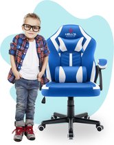 Chaise de jeu - Chaise de bureau ergonomique - Ajustable - Blauw - Wit - Enfants