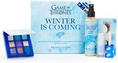 X Game Of Thrones Winter Is Coming Set Palette d'ombre à paupières + Fixing Spray fixateur de maquillage + Brillant à lèvres Shimmer Bomb + Flutter False Eyelashes faux cils