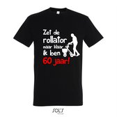 60 jaar verjaardag - T-shirt Zet de rollator maar klaar ik ben 60 jaar! - Maat S - Zwart - 60 jaar verjaardag - verjaardag shirt