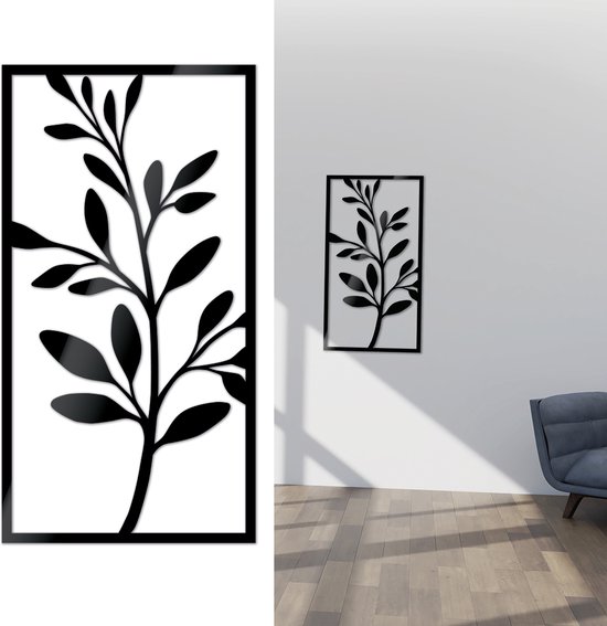 DEKODU TAIM 3 Large - Wanddecoratie - Zwart - Acrylaat art - Line art - Wall art - Bohemian - Modern - Botanical - Plant - Wandborden - Woonkamer - natuur - kado - Kunst - Abstract - geschenk - 80x42 cm