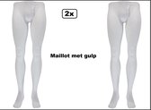 2x Maillot wit met gulp mt.46-54 - Sinterklaas prins thema feest festival party maillot